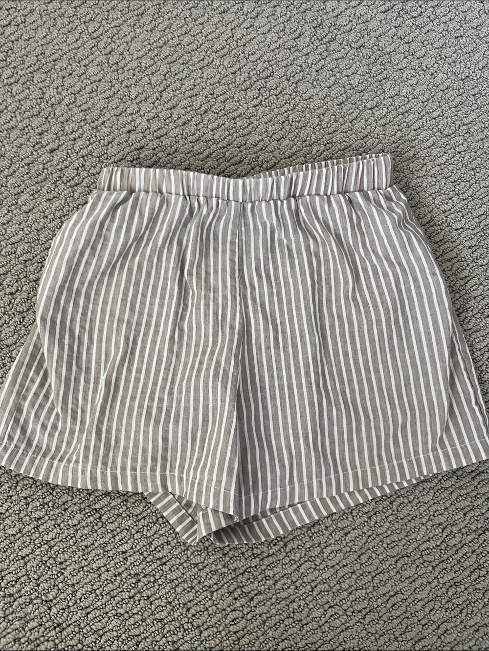 Altar'd State Gray and White Striped High-Waist Shorts